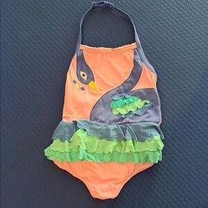 Kids Swimwear with Swan Design - Lilac pink, blue, and teal